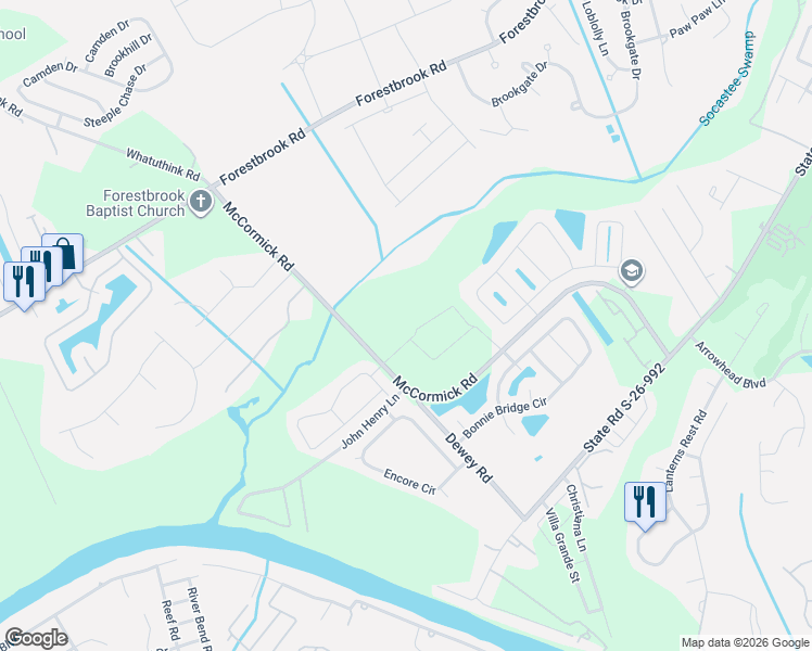 map of restaurants, bars, coffee shops, grocery stores, and more near 365 Barton Loop in Myrtle Beach