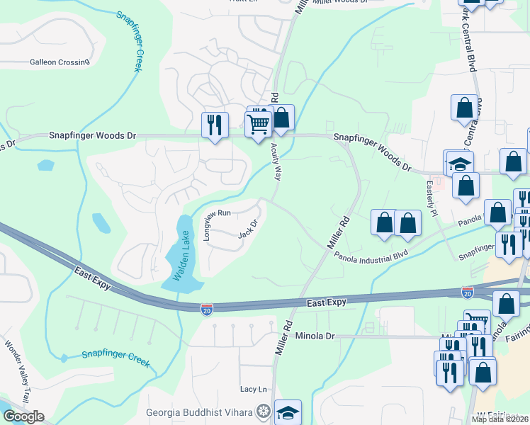 map of restaurants, bars, coffee shops, grocery stores, and more near 5111 Jack Drive in Decatur