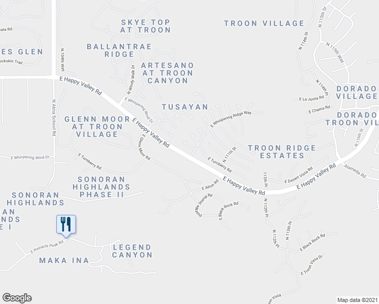 map of restaurants, bars, coffee shops, grocery stores, and more near 10891 East La Junta Road in Scottsdale