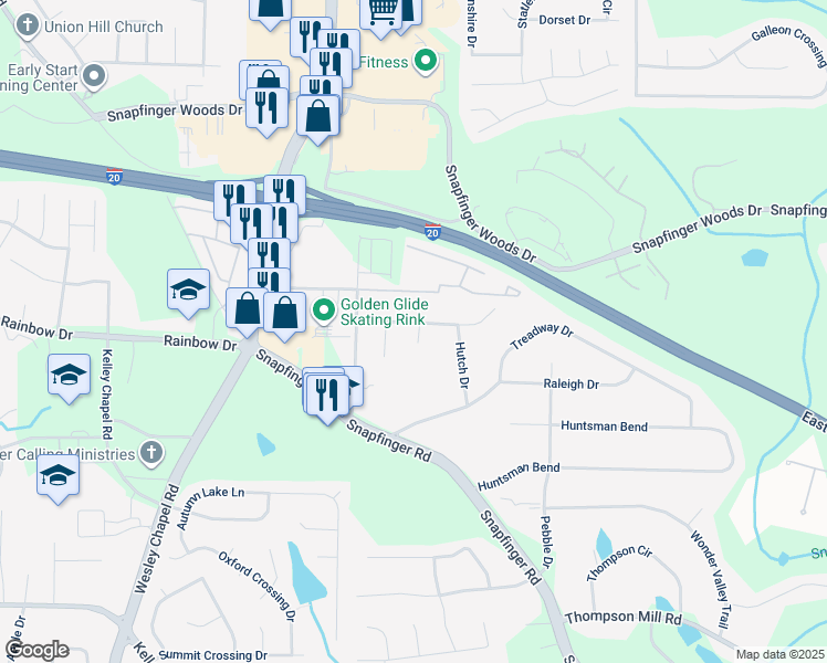 map of restaurants, bars, coffee shops, grocery stores, and more near 4354 Pleasant Forest Drive in Decatur