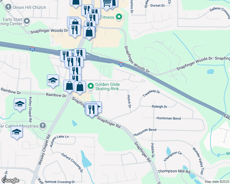 map of restaurants, bars, coffee shops, grocery stores, and more near 4354 Pleasant Forest Drive in Decatur