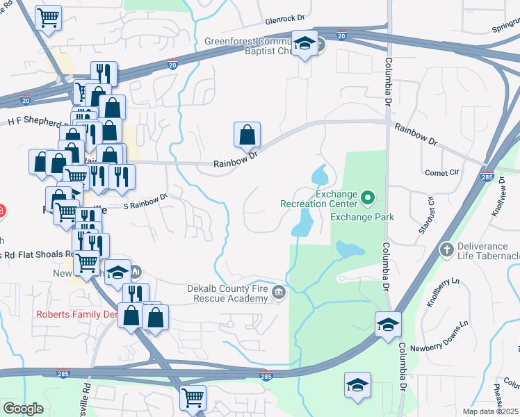 map of restaurants, bars, coffee shops, grocery stores, and more near 2923 Da Vinci Boulevard in Decatur