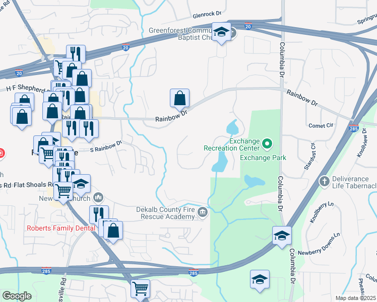 map of restaurants, bars, coffee shops, grocery stores, and more near 2923 Da Vinci Boulevard in Decatur