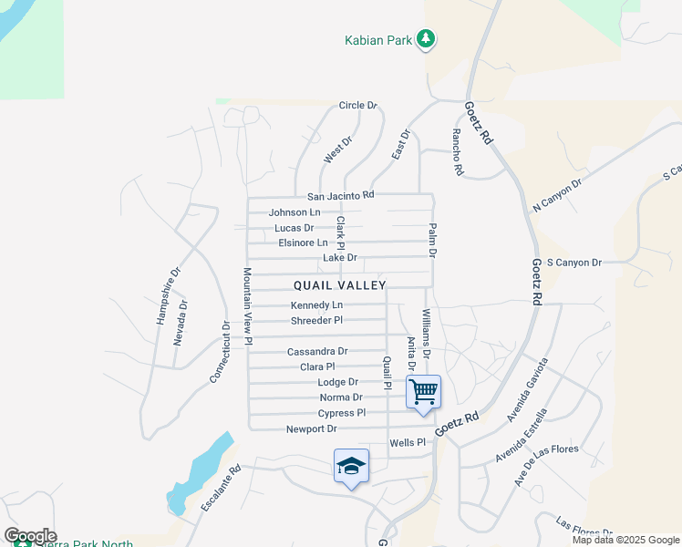 map of restaurants, bars, coffee shops, grocery stores, and more near Mount Vernon Place in Menifee