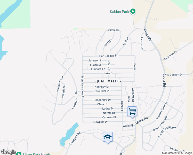 map of restaurants, bars, coffee shops, grocery stores, and more near Mount Vernon Place in Menifee
