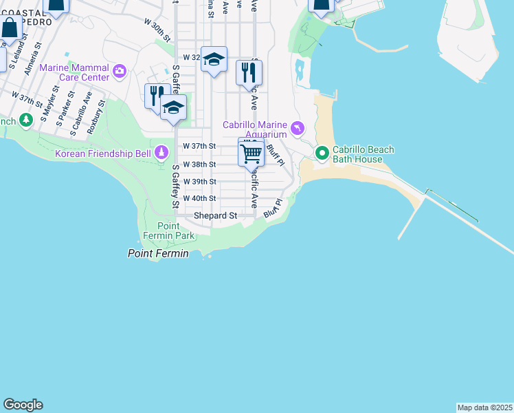 map of restaurants, bars, coffee shops, grocery stores, and more near 502 West 40th Street in Los Angeles