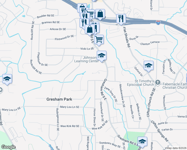 map of restaurants, bars, coffee shops, grocery stores, and more near 1943 Yellow Finch Trail in Atlanta