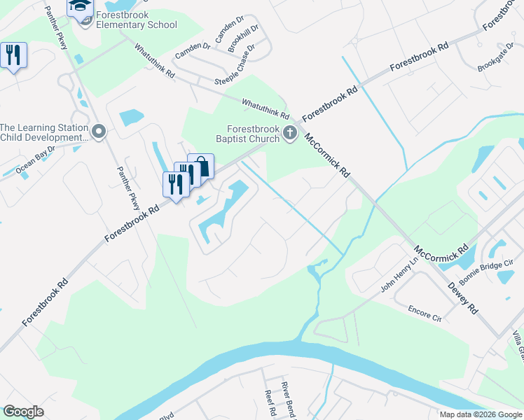 map of restaurants, bars, coffee shops, grocery stores, and more near 197 Sea Turtle Drive in Myrtle Beach