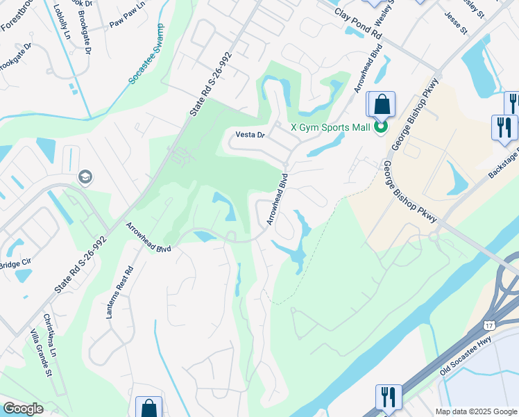 map of restaurants, bars, coffee shops, grocery stores, and more near 633 Needlerush Court in Myrtle Beach