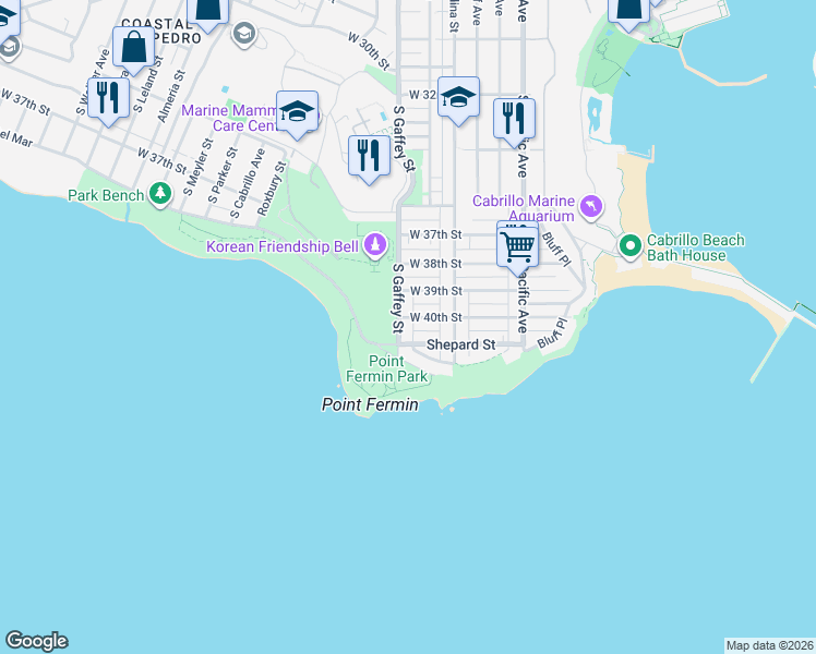map of restaurants, bars, coffee shops, grocery stores, and more near in Los Angeles County