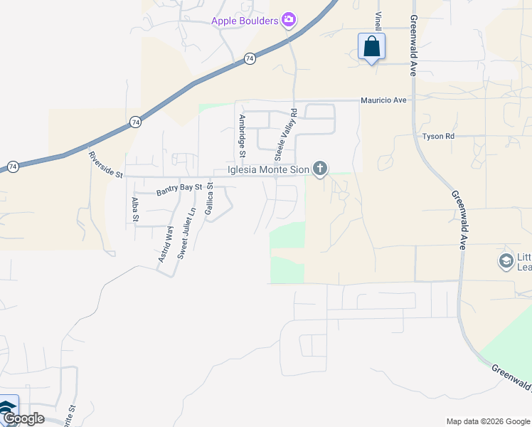 map of restaurants, bars, coffee shops, grocery stores, and more near 53085 Memorial Street in Lake Elsinore