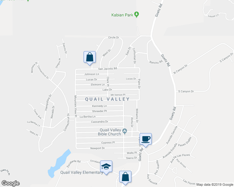 map of restaurants, bars, coffee shops, grocery stores, and more near 23828 Mount Vernon Place in Menifee