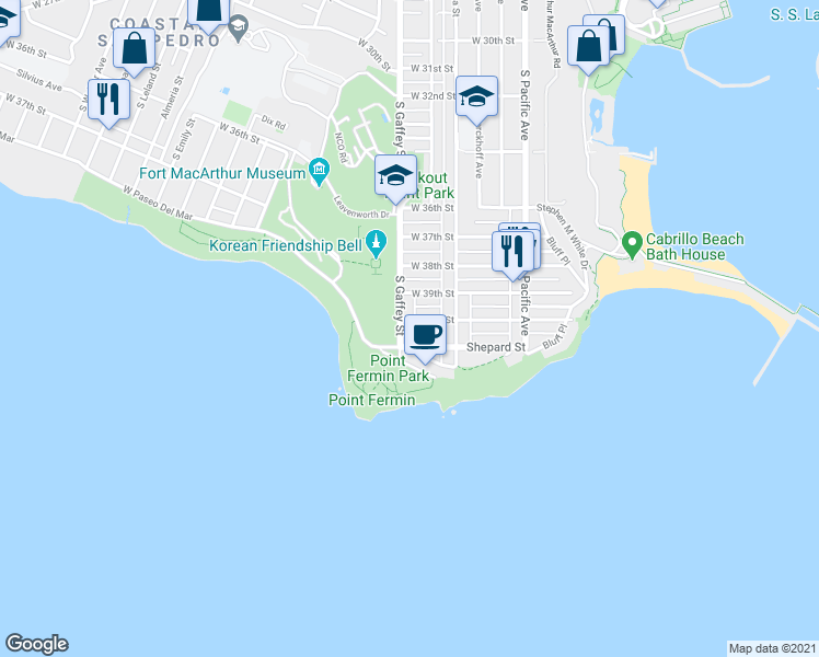 map of restaurants, bars, coffee shops, grocery stores, and more near 740 West 40th Street in Los Angeles