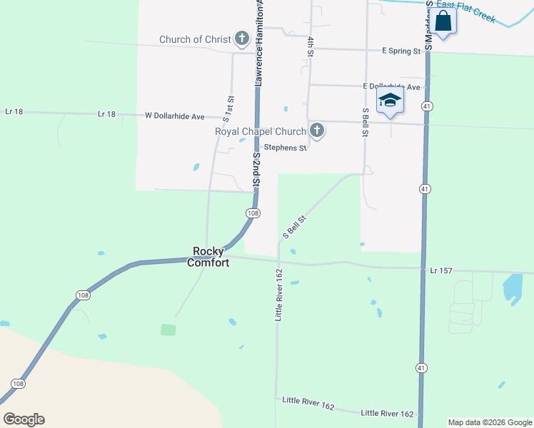 map of restaurants, bars, coffee shops, grocery stores, and more near 216-220 Highway 108 in Foreman