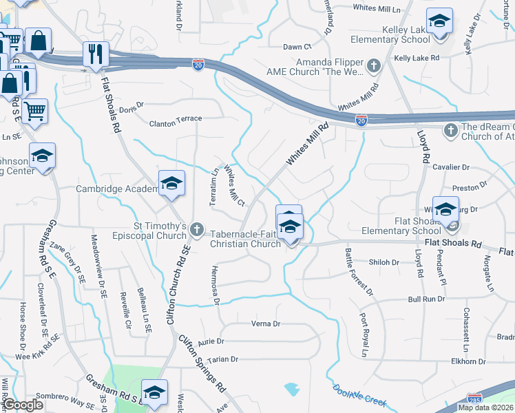 map of restaurants, bars, coffee shops, grocery stores, and more near in Panthersville