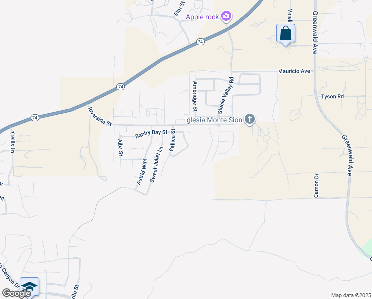 map of restaurants, bars, coffee shops, grocery stores, and more near 53051 Imperial Street in Lake Elsinore