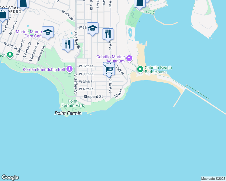 map of restaurants, bars, coffee shops, grocery stores, and more near 428 West 40th Street in Los Angeles