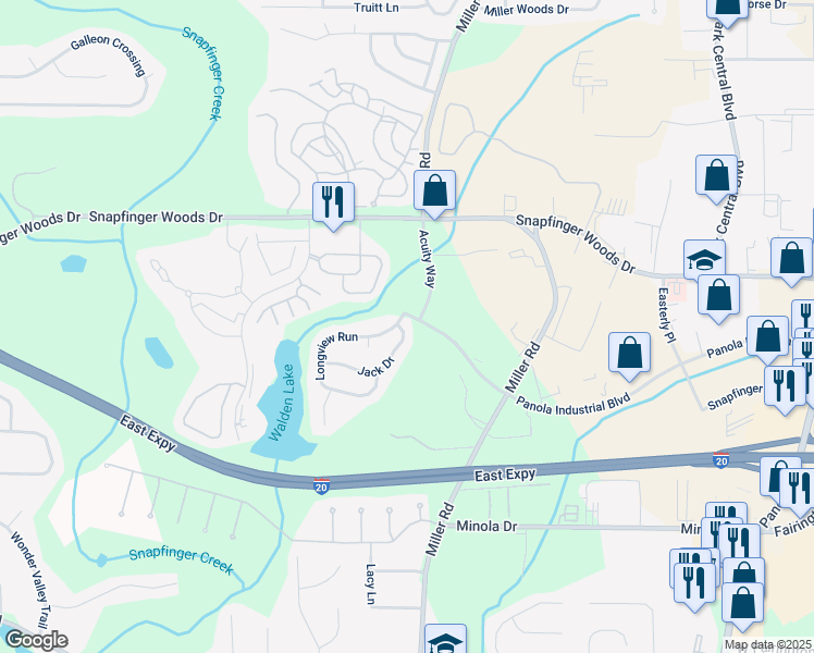 map of restaurants, bars, coffee shops, grocery stores, and more near 5123 Jack Drive in Decatur