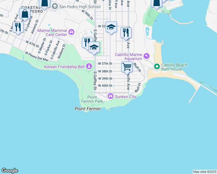 map of restaurants, bars, coffee shops, grocery stores, and more near 4005 South Carolina Street in Los Angeles