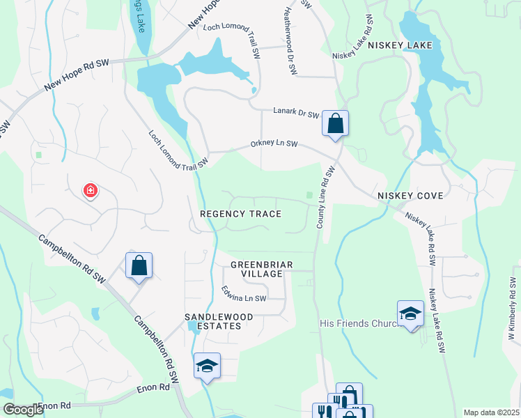 map of restaurants, bars, coffee shops, grocery stores, and more near 210 Stratton Place Way Southwest in Atlanta