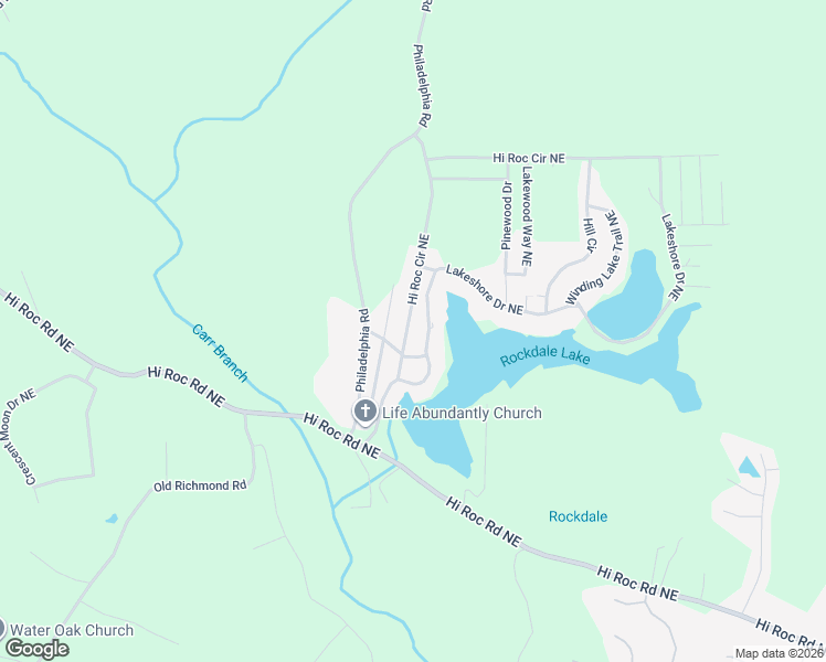 map of restaurants, bars, coffee shops, grocery stores, and more near 2411 Lakeshore Drive Northeast in Conyers