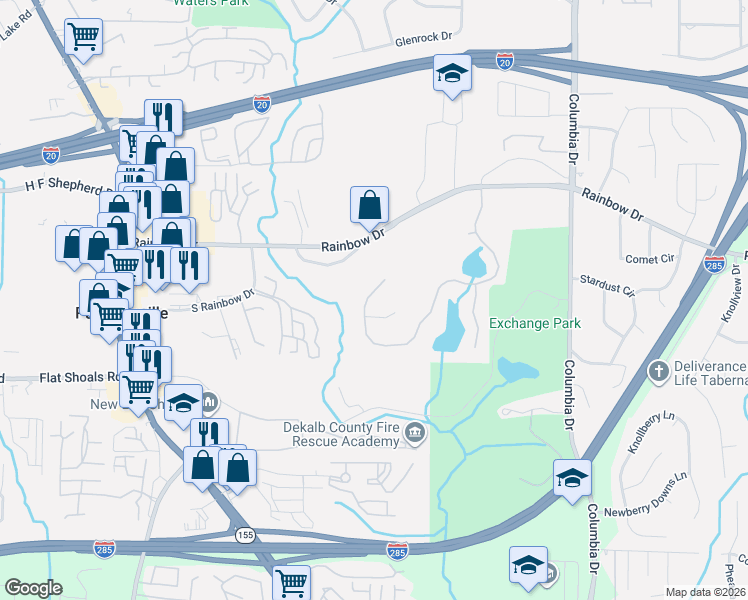 map of restaurants, bars, coffee shops, grocery stores, and more near 2923 Da Vinci Boulevard in Decatur