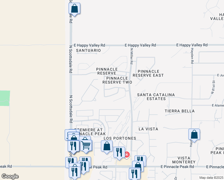 map of restaurants, bars, coffee shops, grocery stores, and more near 7449 East Glenn Moore Road in Scottsdale