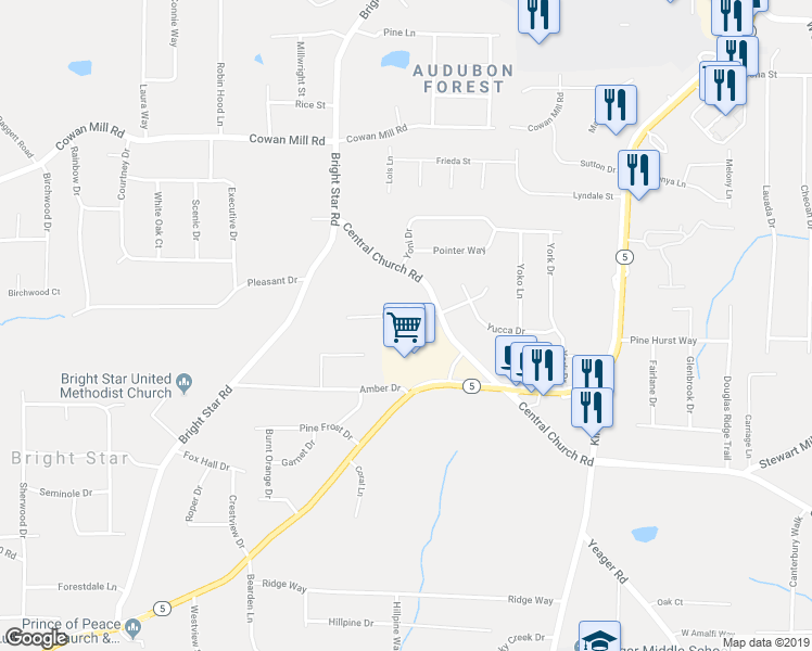 map of restaurants, bars, coffee shops, grocery stores, and more near 6218 Lakeview Drive in Douglasville