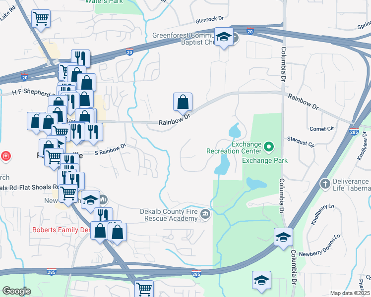 map of restaurants, bars, coffee shops, grocery stores, and more near 2923 Da Vinci Boulevard in Decatur