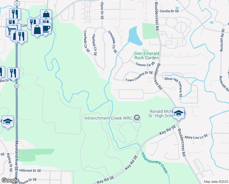 map of restaurants, bars, coffee shops, grocery stores, and more near 1209 Gates Circle Southeast in Atlanta