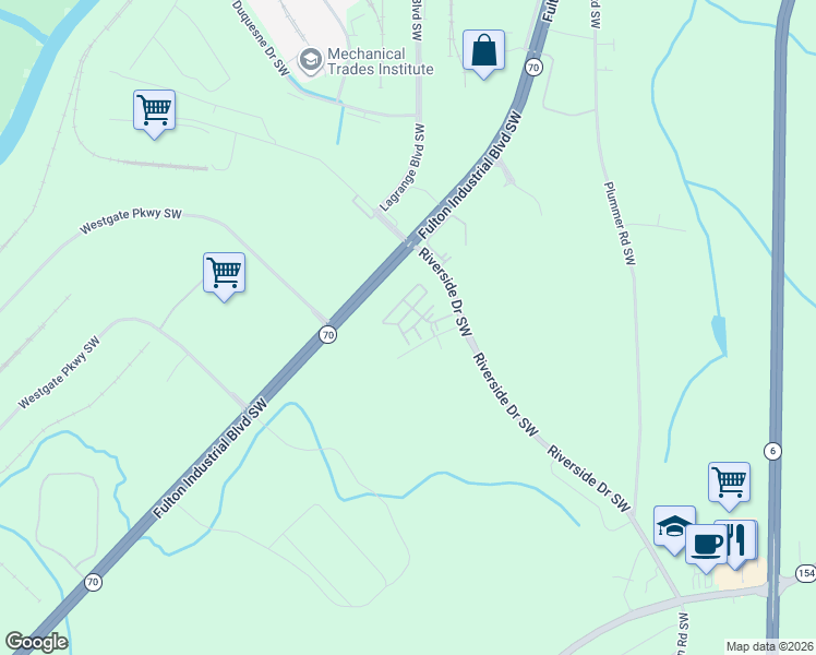 map of restaurants, bars, coffee shops, grocery stores, and more near Waycrest Drive in Atlanta