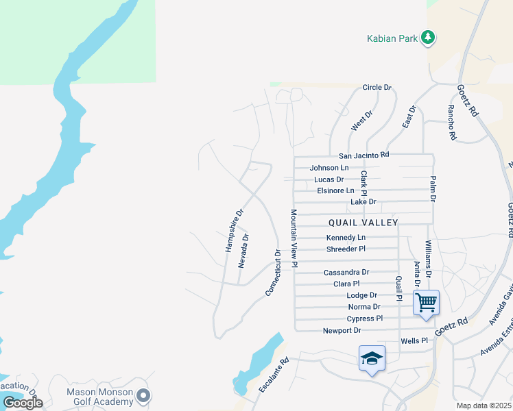 map of restaurants, bars, coffee shops, grocery stores, and more near 28395 Connecticut Drive in Menifee