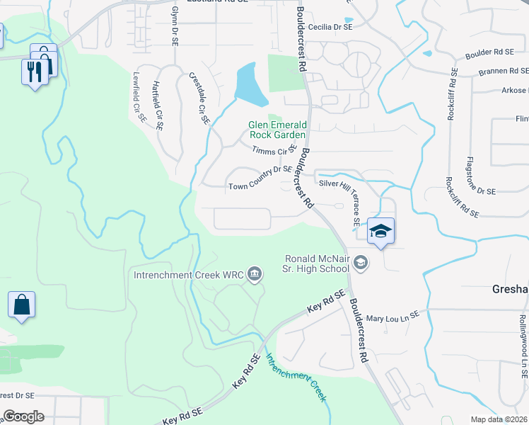 map of restaurants, bars, coffee shops, grocery stores, and more near 1348 Gates Circle Southeast in Atlanta