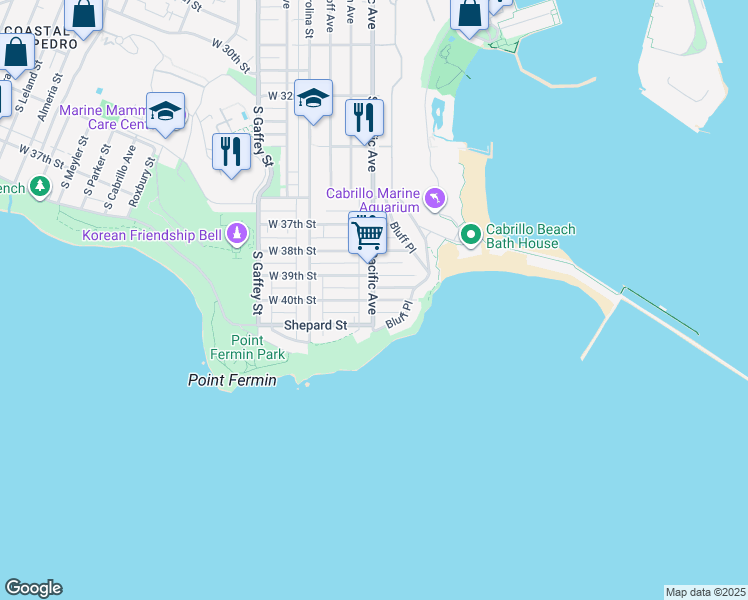 map of restaurants, bars, coffee shops, grocery stores, and more near 502 West 40th Street in Los Angeles