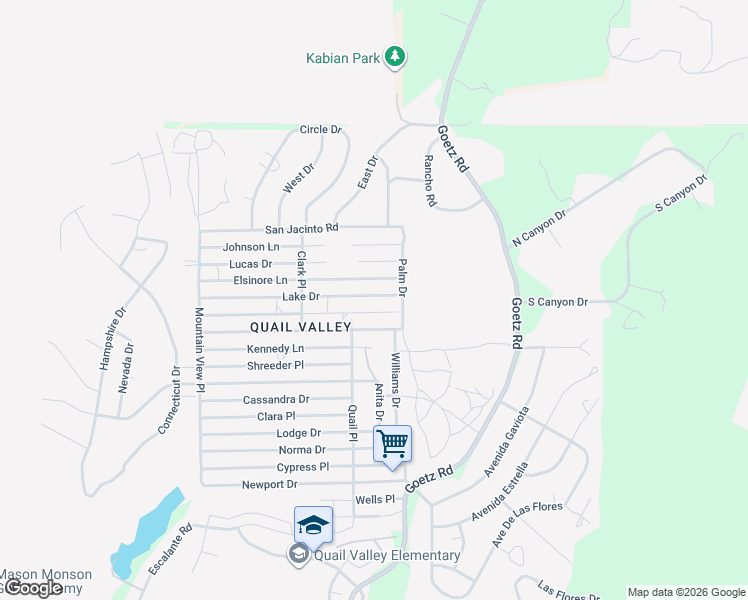 map of restaurants, bars, coffee shops, grocery stores, and more near 23935 Lake Drive in Menifee