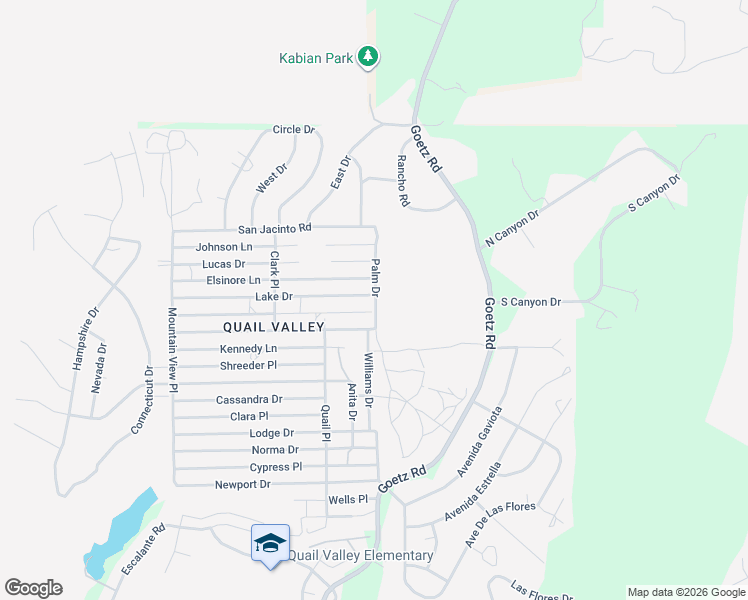 map of restaurants, bars, coffee shops, grocery stores, and more near Lake Drive in Menifee