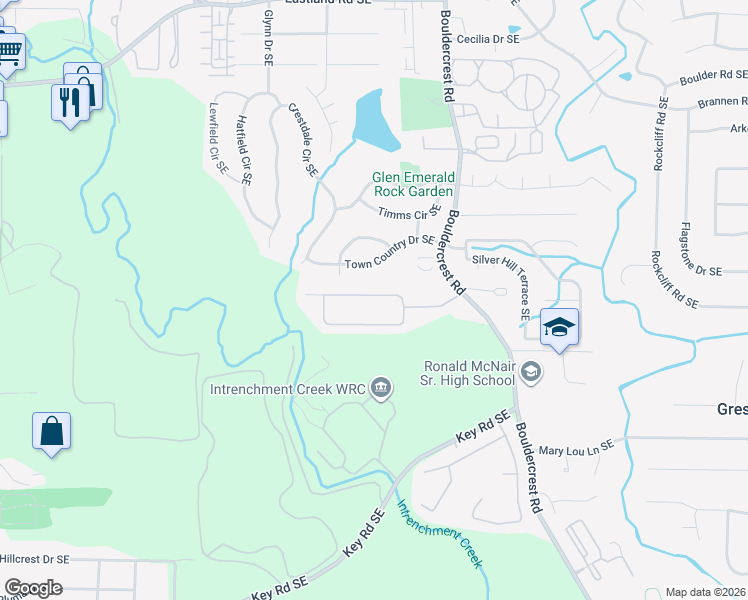 map of restaurants, bars, coffee shops, grocery stores, and more near 1297 Gates Circle Southeast in Atlanta