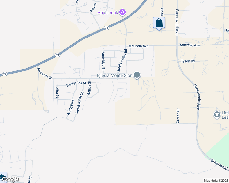 map of restaurants, bars, coffee shops, grocery stores, and more near 53089 Memorial Street in Lake Elsinore