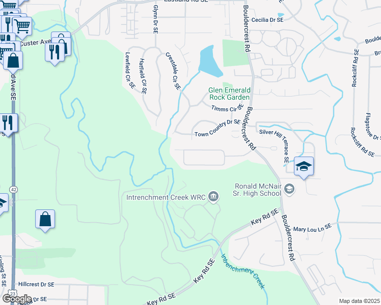 map of restaurants, bars, coffee shops, grocery stores, and more near 1249 Gates Circle Southeast in Atlanta