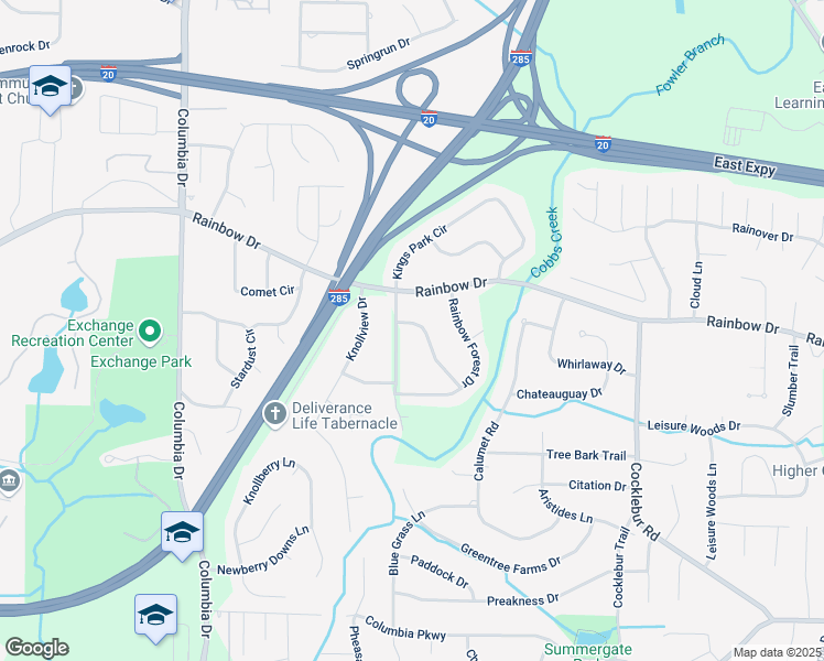 map of restaurants, bars, coffee shops, grocery stores, and more near 2681 Aquamist Drive in Decatur