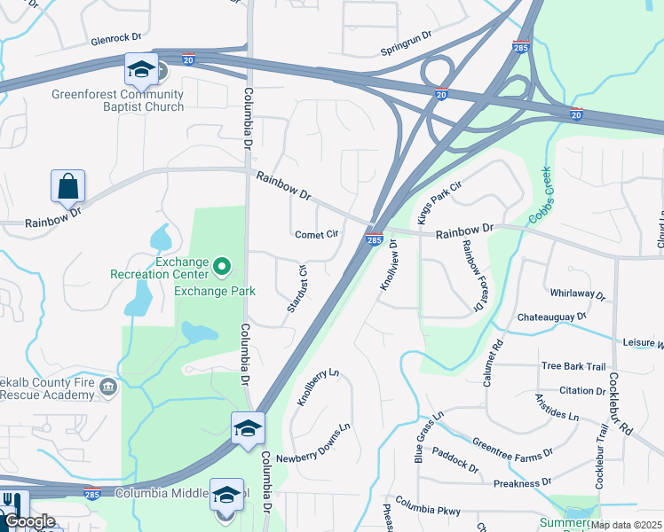 map of restaurants, bars, coffee shops, grocery stores, and more near 2702 Galaxy Court in Decatur