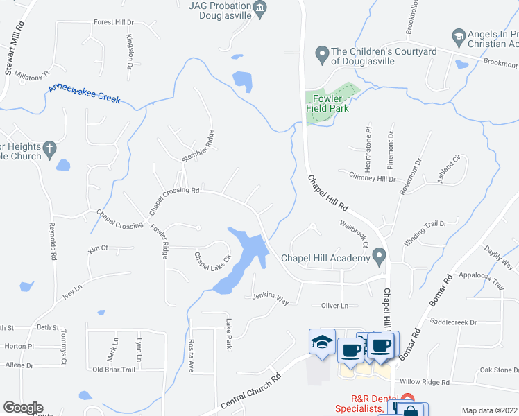 map of restaurants, bars, coffee shops, grocery stores, and more near 3631 Kimbrough Point in Douglasville