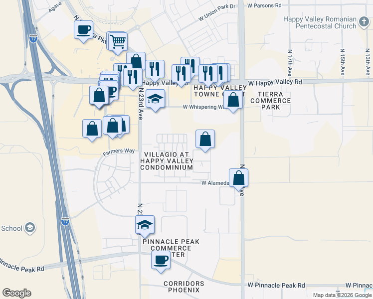 map of restaurants, bars, coffee shops, grocery stores, and more near in Phoenix