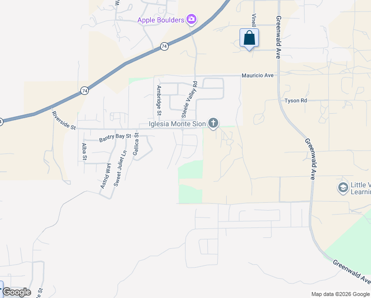map of restaurants, bars, coffee shops, grocery stores, and more near 53091 Memorial Street in Lake Elsinore