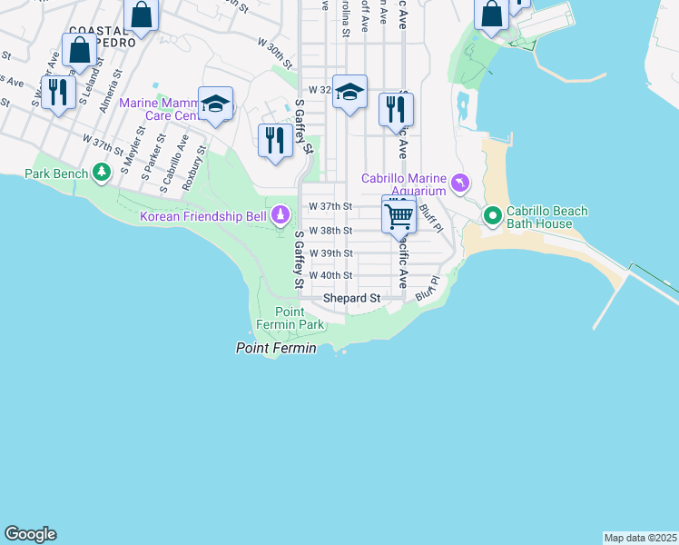 map of restaurants, bars, coffee shops, grocery stores, and more near 676 West 40th Street in Los Angeles