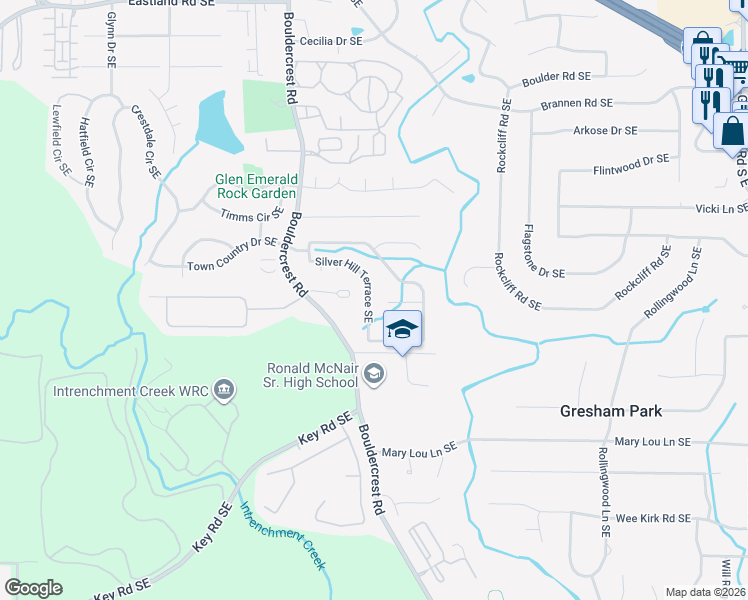 map of restaurants, bars, coffee shops, grocery stores, and more near 3049 Silver Hill Terrace Southeast in Atlanta