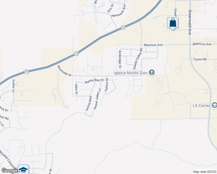 map of restaurants, bars, coffee shops, grocery stores, and more near 53030 Gallica Street in Lake Elsinore