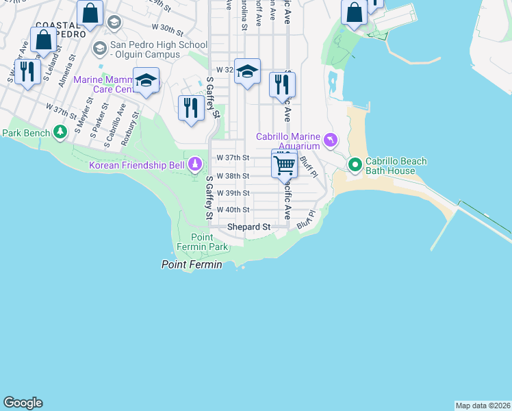 map of restaurants, bars, coffee shops, grocery stores, and more near 604 West 40th Street in Los Angeles