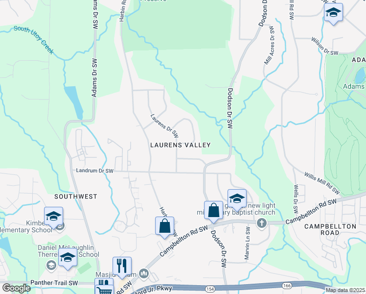 map of restaurants, bars, coffee shops, grocery stores, and more near 2750 Laurens Circle Southwest in Atlanta