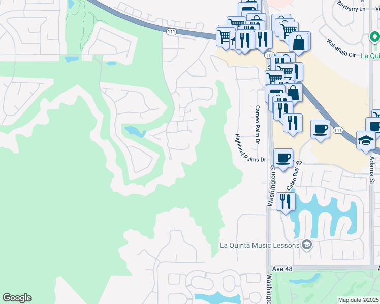 map of restaurants, bars, coffee shops, grocery stores, and more near 78185 Cortez Lane in Indian Wells